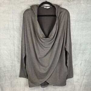 Athleta Sweater Womens Extra Large Gray Purana Wrap Sweatshirt Pockets Hoodie